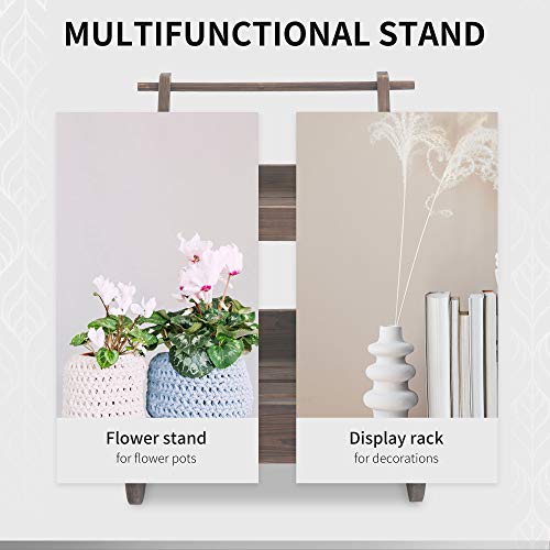Outsunny Outdoor Plant Stand 2-Tier Wooden Flower Stand/Bed with Wheels and Handle to Grow Vegetables, Herbs, for Patio Balcony Greenhouse Outdoor and Indoor Gardening