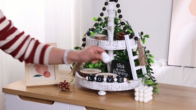 BFAZKXY 12pcs Farmhouse Tiered Tray Decor Set, Rustic Farmhouse Decor Wood Sign for Home & Kitchen Decor