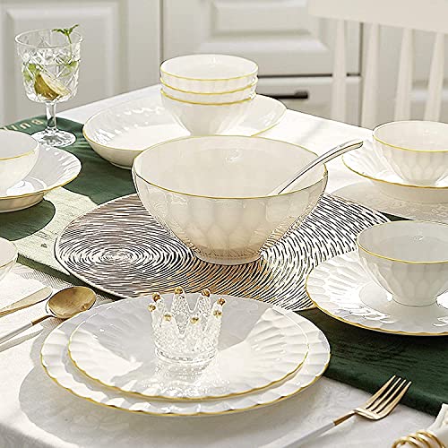 Stylish Dinner Set for Luxury Restaurant and Home, 60 Pieces Bone China Dinnerware Set | Porcelain Cereal Bowl and Steak Plate Set for Family Gathering and Wedding Gifts Kitchenware