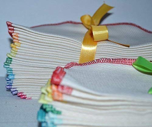 2 Ply Organic Birdseye Washable Baby Wipes 8x8 Inches Set of 20 Rainbow Assortment