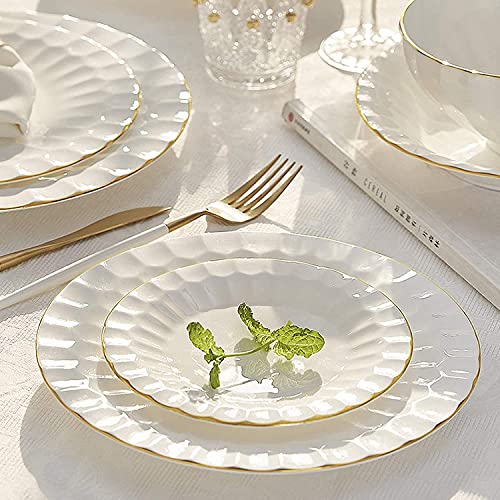 Stylish Dinner Set for Luxury Restaurant and Home, 60 Pieces Bone China Dinnerware Set | Porcelain Cereal Bowl and Steak Plate Set for Family Gathering and Wedding Gifts Kitchenware
