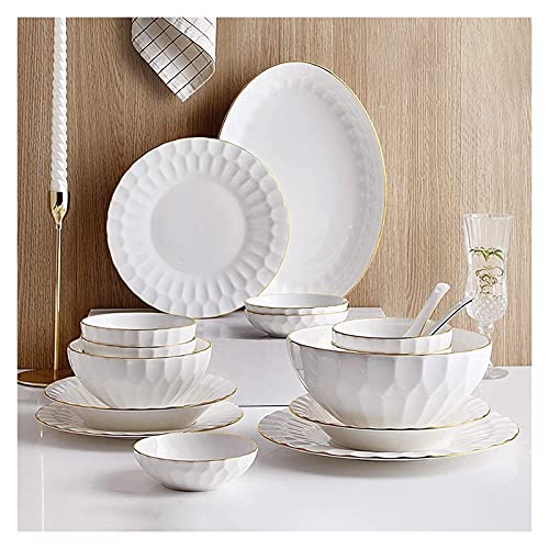 Stylish Dinner Set for Luxury Restaurant and Home, 60 Pieces Bone China Dinnerware Set | Porcelain Cereal Bowl and Steak Plate Set for Family Gathering and Wedding Gifts Kitchenware