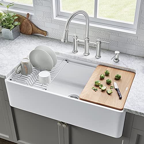 Blanco 523026 PROFINA Fireclay 36" Apron Front Farmhouse Kitchen Sink with Cutting Board, White