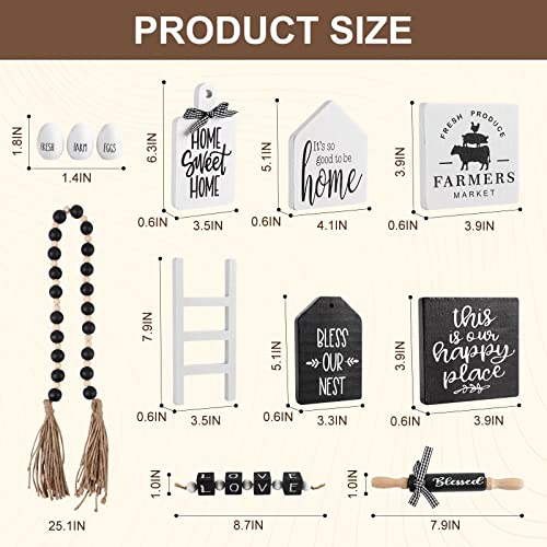 BFAZKXY 12pcs Farmhouse Tiered Tray Decor Set, Rustic Farmhouse Decor Wood Sign for Home & Kitchen Decor