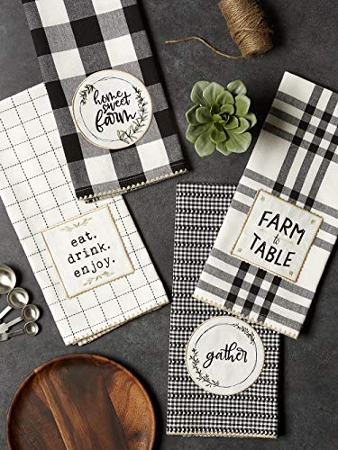 DII Home Sweet Farmhouse Kitchen Collection, Dishtowel Set, 18x28, Black, 4 Count