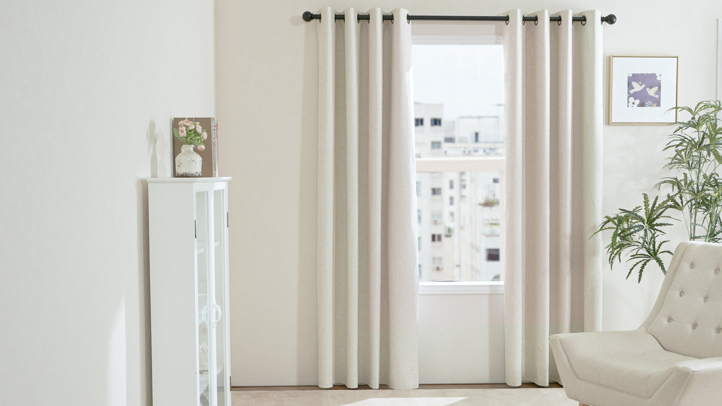 NICETOWN Natural 100% Blackout Linen Curtains 84 inch Long Burg for Living Room, Farmhouse Thick Completely Bedroom Thermal Insulated Drapes Window Treatment Panels (1 Pair, 52" Width Each Panel)